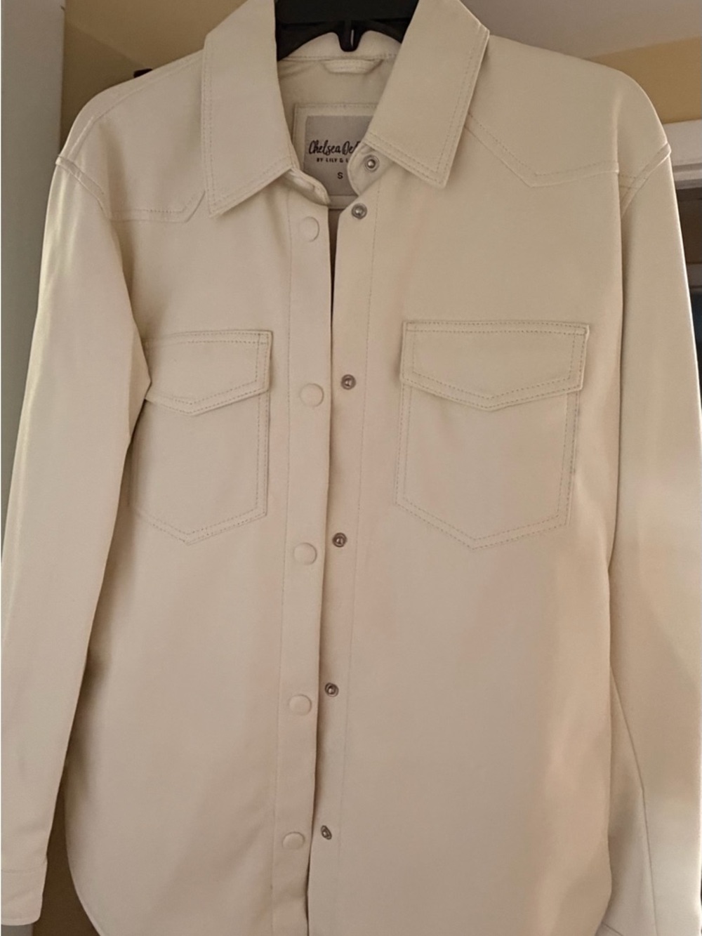 Chelsea & Violet Cream Button-Front Utility Shacket
